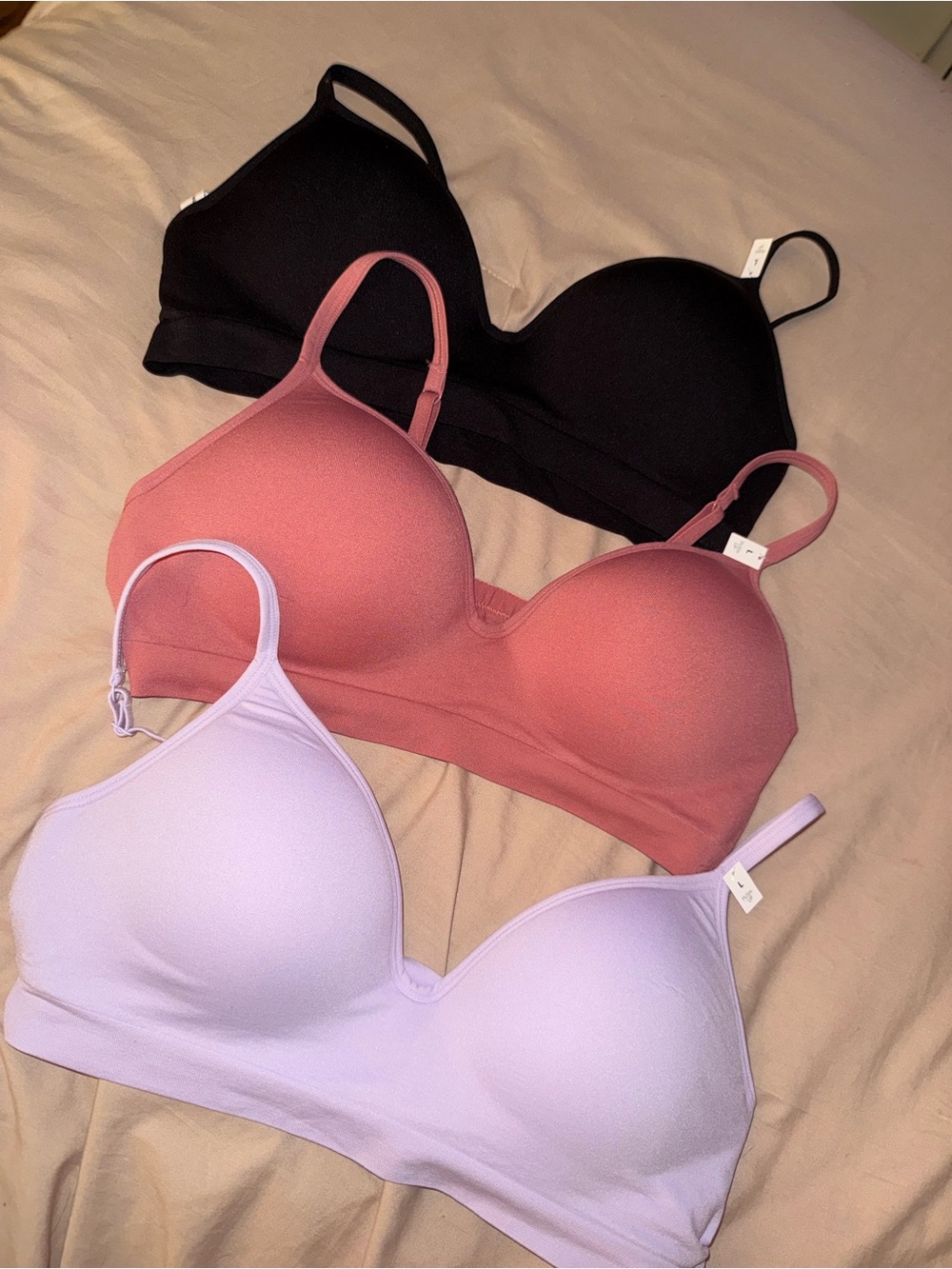 PINK Victoria's Secret Bralettes in Black, Dusty Rose, Lilac NWT